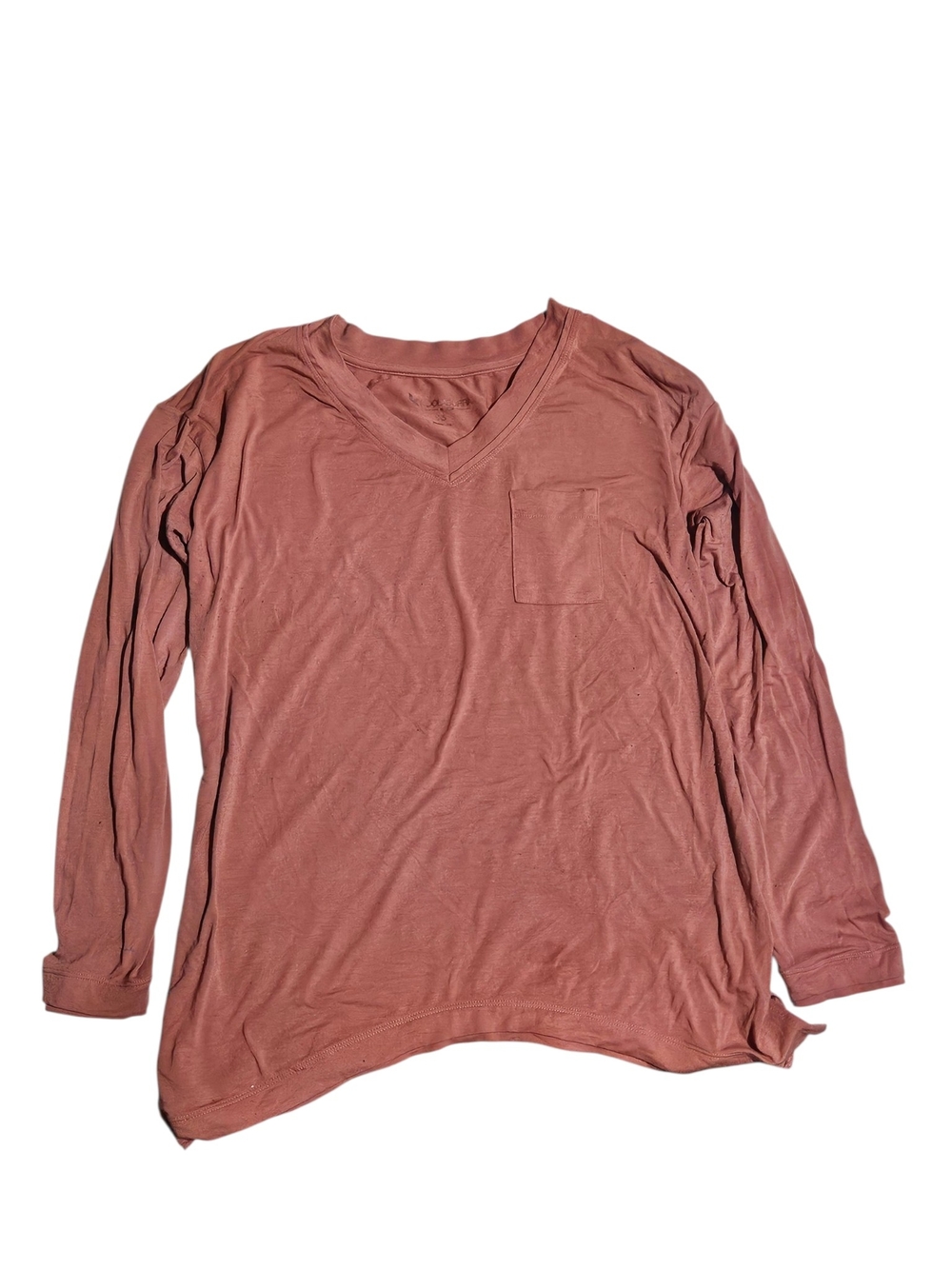 Koolaburra Long-Sleeve V-Neck Pocket Tee - Dusty Rose
